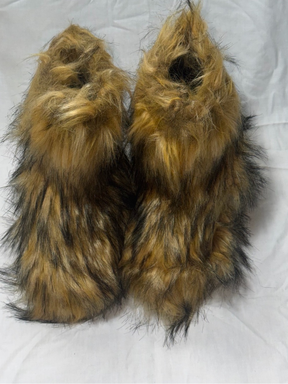 Faux Fur Brown Yeti Boots Shaggy Fluffy Winter Snow Ankle Booties 11 Après Ski